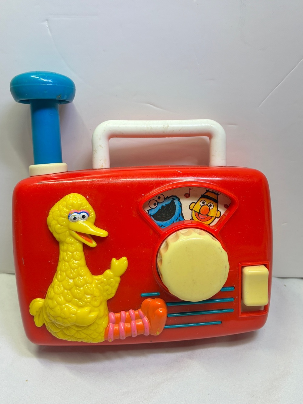 Vintage Big Bird Wind Up Radio Music Box Toy ILLCO Sesame Street Working